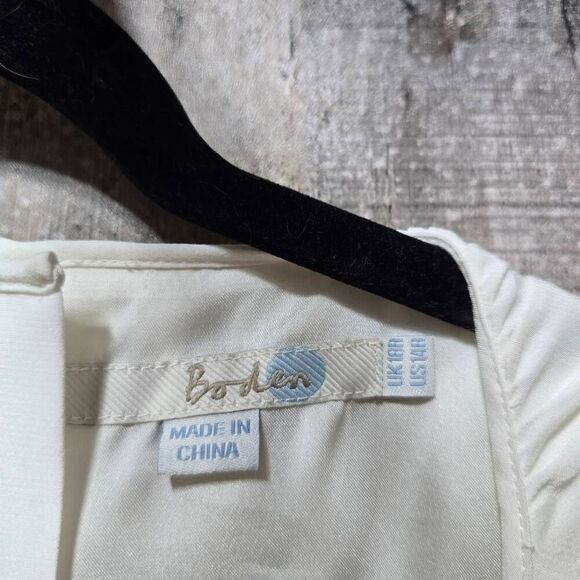 Boden White Surplice Empire Waist Button Back Sleeveless Dress Womens - Picture 4 of 5